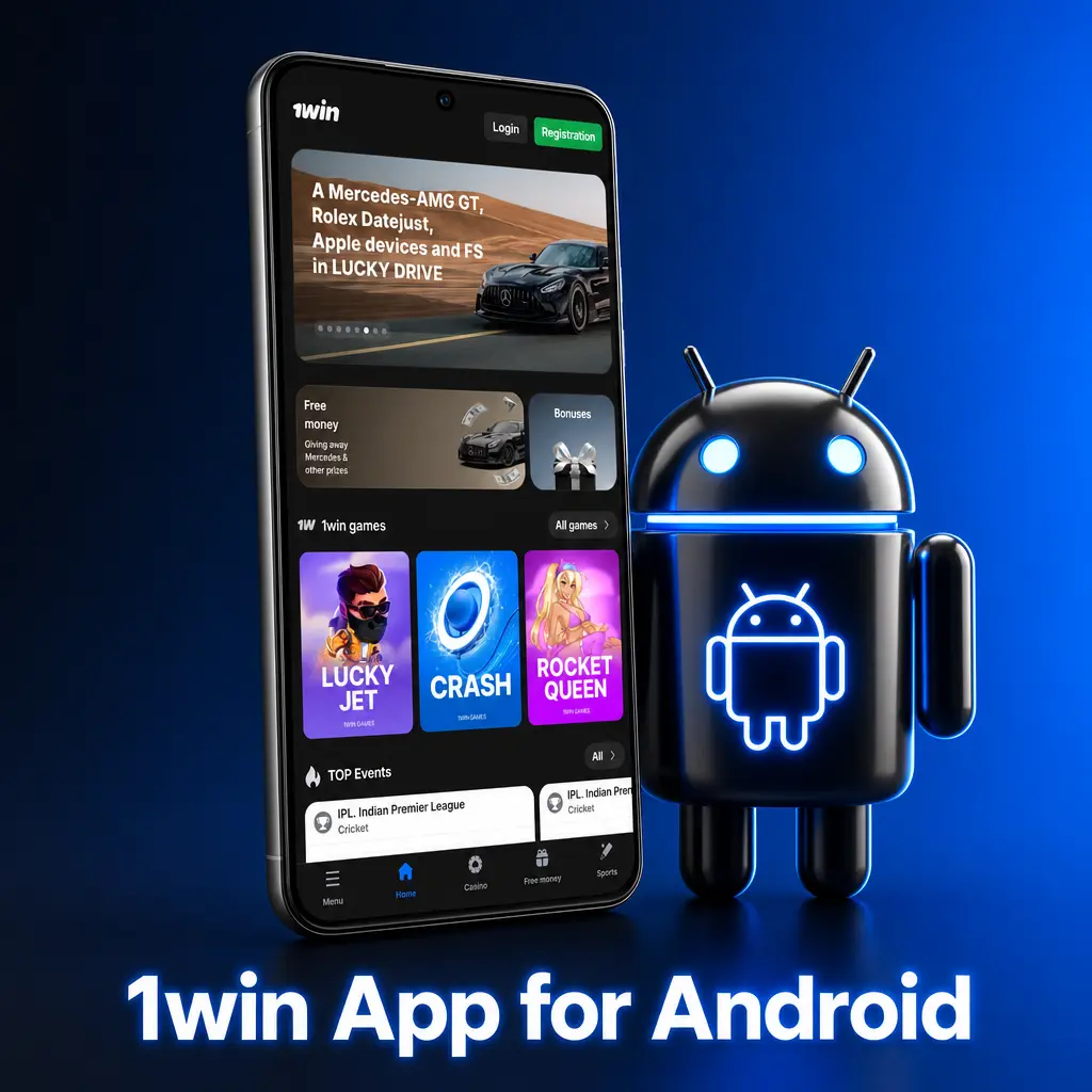 1win Android app APK download guide showing installation steps for Android 5.0 and higher devices