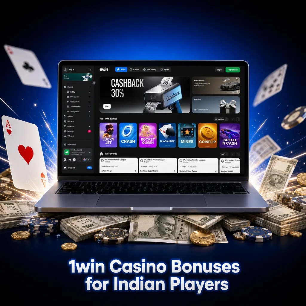 1win casino bonuses for Indian players including free spins, reload offers, cashback, and lottery promotions