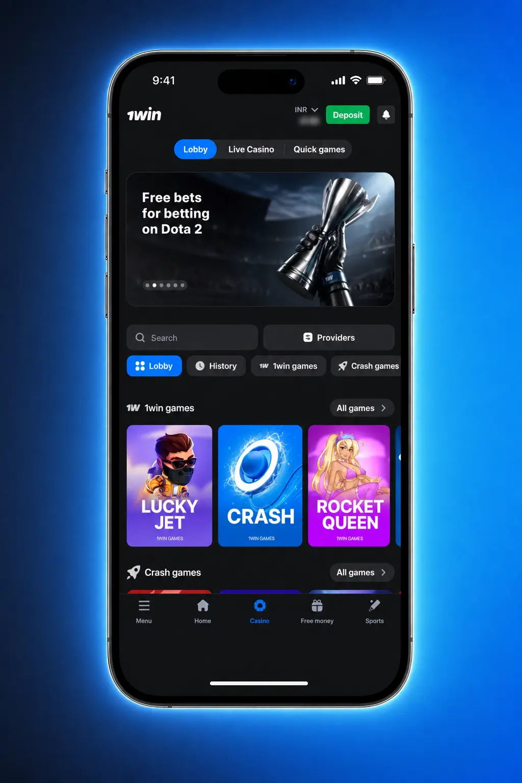 1win registration bonus claim steps for new players in India showing deposit and verification process