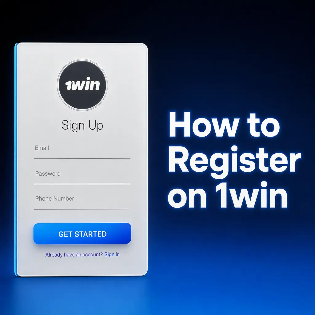 Step-by-step 1win account registration process for Indian users showing sign-up form with INR currency selection