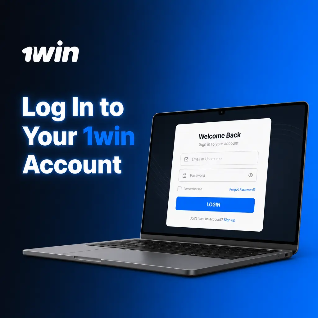 1win account login page showing email and password fields with a Log In button to access your dashboard
