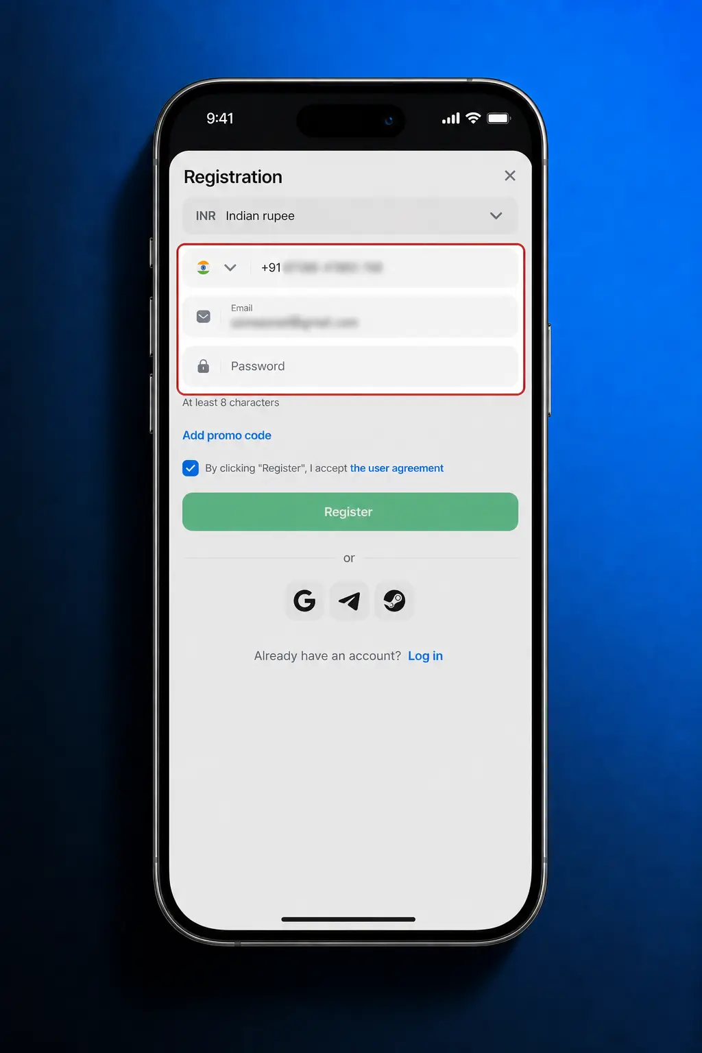 1win app registration steps on Android or iOS showing sign-up, verification, and deposit process for Indian users